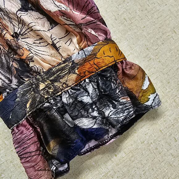 RAQUEL Allegra Womens Sz 0 Small Dolly Blouse Boho Ruffle Floral Silk Blend Luxe - Picture 13 of 14